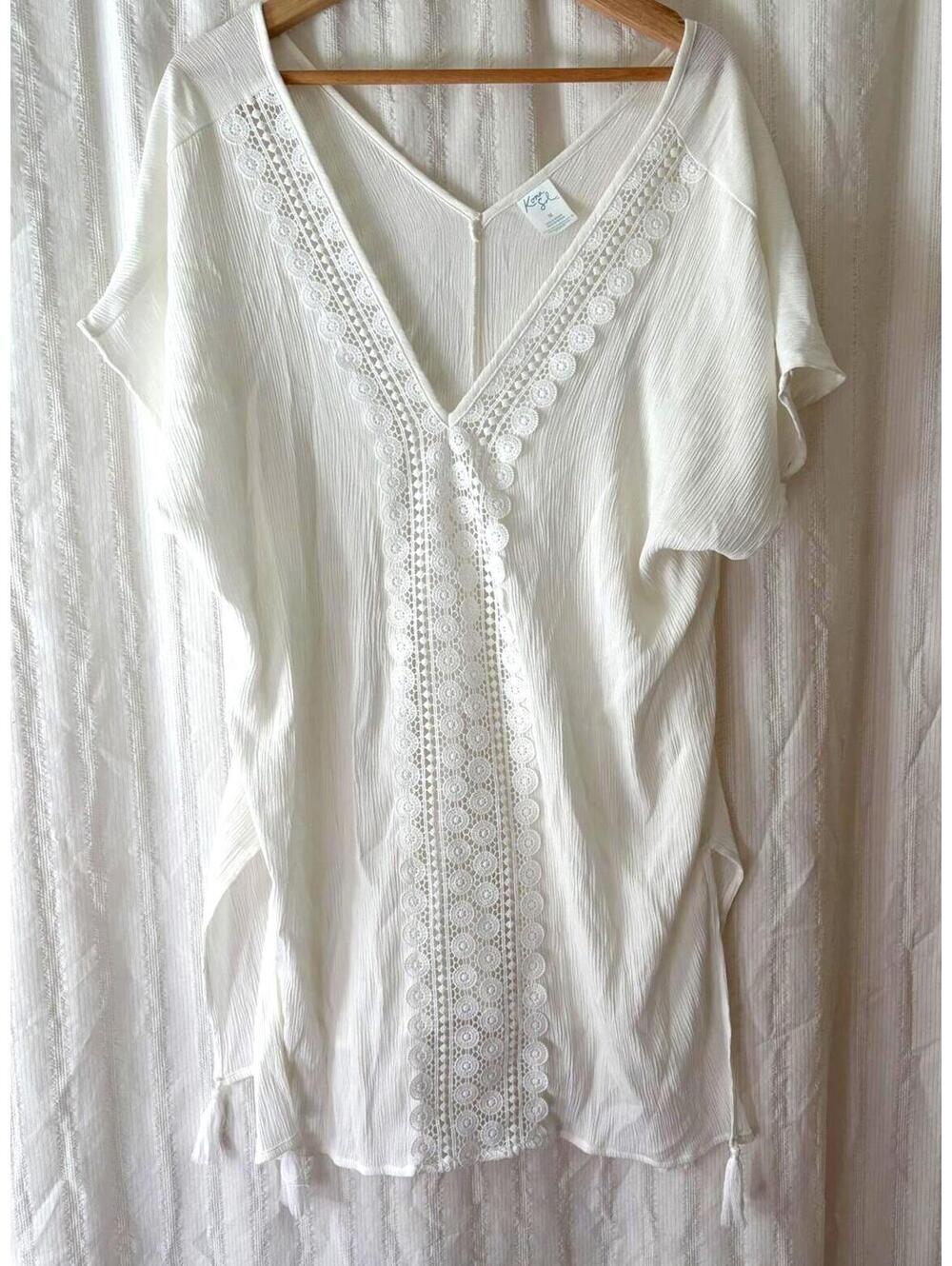 Kona Sol White Beach Coverup Medium #resort #vacation #lightweight